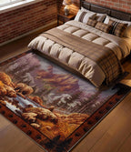 Rustic Cabin Area Rug for Bedroom 4x6, Machine Washable Forest Bear Rug - Image 3