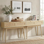 HOPUBUY Console Table Rattan Desk by HOPUBUY