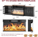 97" Fireplace TV Stand with 36" Electric Fireplace, Farmhouse Entertainment - Image 5