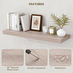 Acovy 24 Inch Floating Shelves, 3D Textured Wood Grain, Wooden Shelves - Image 5