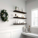 YYWUOJJ Wood Floating Shelves for Wall Decor, Rustic Wall Shelves for Bedroom - Image 2