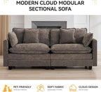 76″ Cloud Deep Seat Loveseat, Upholstered Chenille Modular 2-Seat Sectional - Image 6