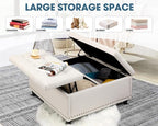 36" Large Square Ottoman with Storage, Tufted Upholstered Storage Ottoman with - Image 7