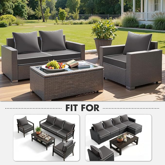 MIULEE Dark Grey Outdoor Seat Cushion 22x22 Inch Waterproof & 3 Year Fade - Image 5