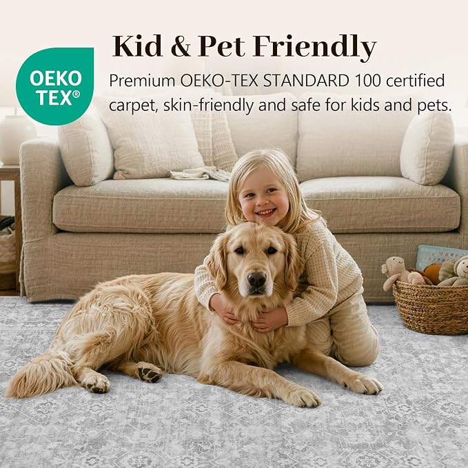5x7 Ft Area Rugs for Living Room, Soft Non-Slip Machine Washable Rug, Vintage - Image 5