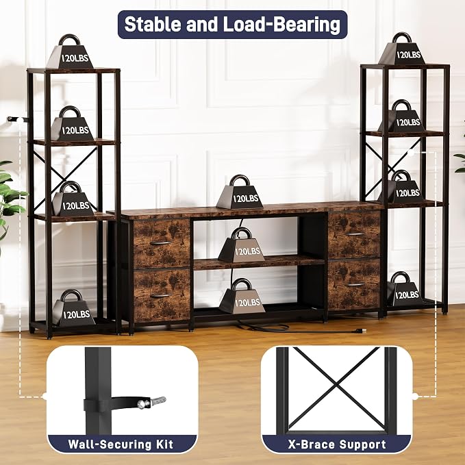 LED TV Stand Bookshelf Combo - Image 5
