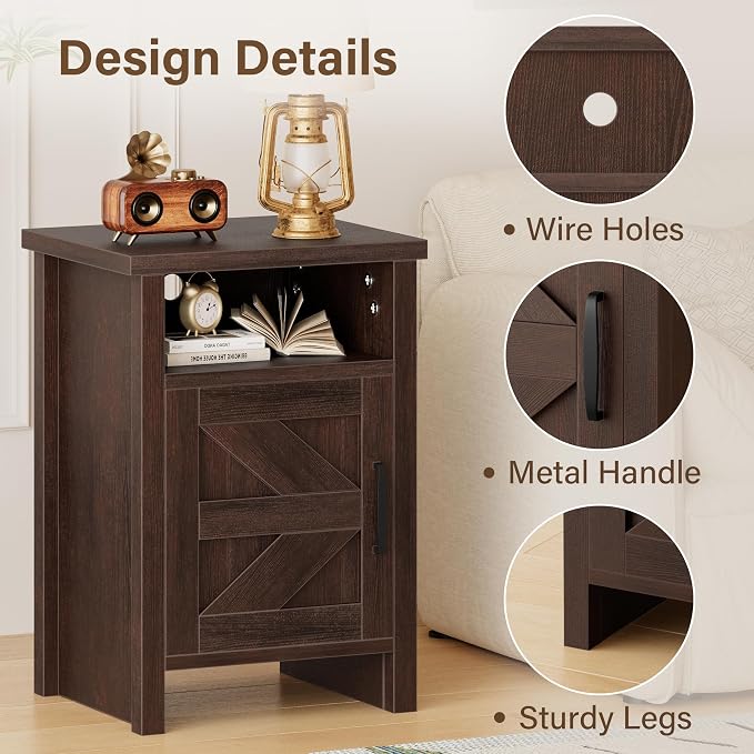 JUMMICO Farmhouse Nightstand, Modern Bedside Table - Image 5
