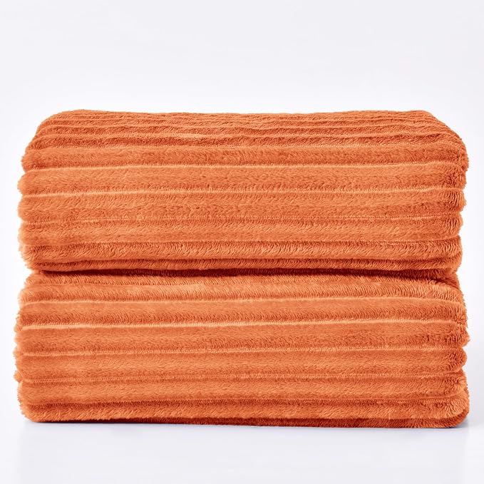 BEDELITE 3D Ribbed Burt Orange Fall Blankets Queen Size - Image 9