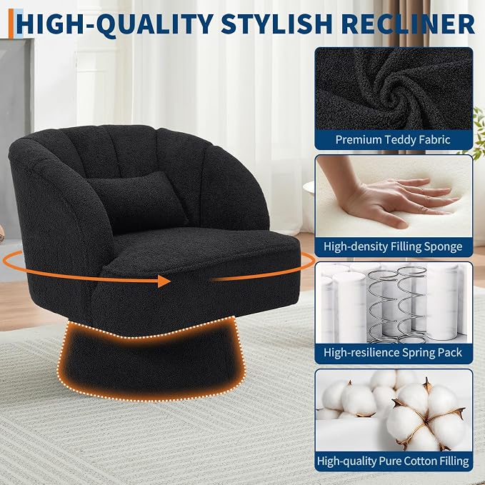 Garvee Ultra-Plush Swivel Accent Chair, 360° Barrel Lounge Chair - Image 3