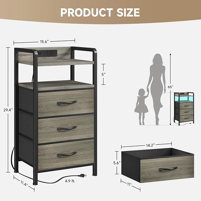 Lazzanto Night Stand with Charger Station - Image 3