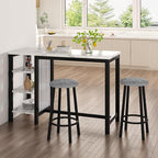 AWQM Bar Table Set with Storage Shelves, 3-Piece Dining Set - Image 3
