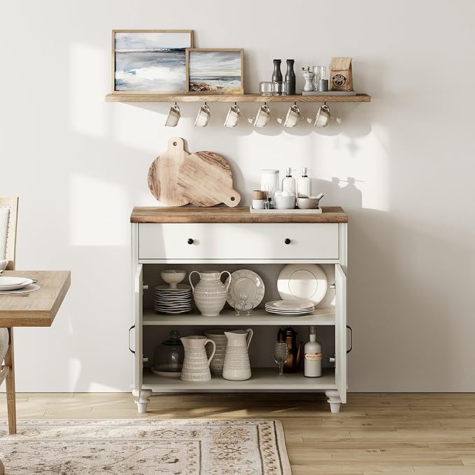 WAMPAT 34’‘ White Buffet Cabinet - Image 4