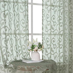 Furman Sage Green Sheer Curtains 45 Inch Length 2 Panels Set - Image 2