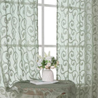 Furman Sheer Sage Green Curtains 90 inches Long by OWENIE