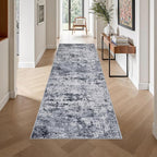 3x10 Washable Runner Rug：Modern Abstract Kitchen Soft Carpet Grey | - Image 4