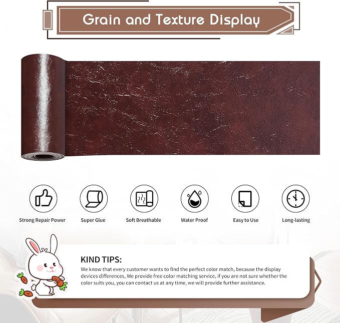 KING MOUNTAIN Leather Repair Patch, 4 x 63 Inches self Adhesive Leather Repair - Image 2