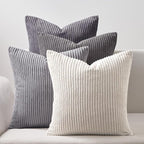 Topfinel Cushion Cover 50x50 cm Gray Set of 4 Corduroy Pillow Covers Cushion by Topfinel