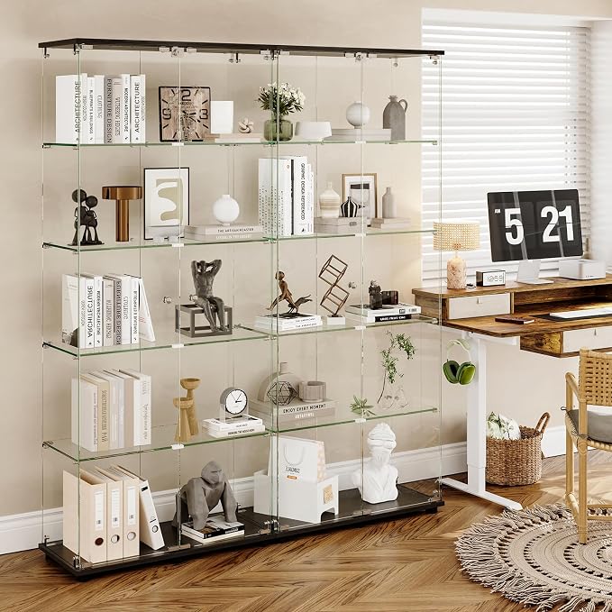 APRILSOUL Glass Display Cabinet 5-Shelf - Image 6