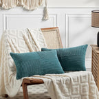 Fancy Homi 2 Packs Teal Lumbar Decorative Throw Pillow Covers 20x28 Inch by Fancy+Homi