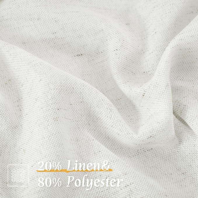 Light Filtering Ivory White Linen Curtains 45 Inches Long - Image 2