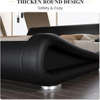 SHA CERLIN King Size Upholstered Bed Frame, Deluxe Low Profile Sleigh Bed - Image 6