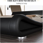 SHA CERLIN Full Size Upholstered Bed Frame, Deluxe Low Profile Sleigh Bed - Image 6