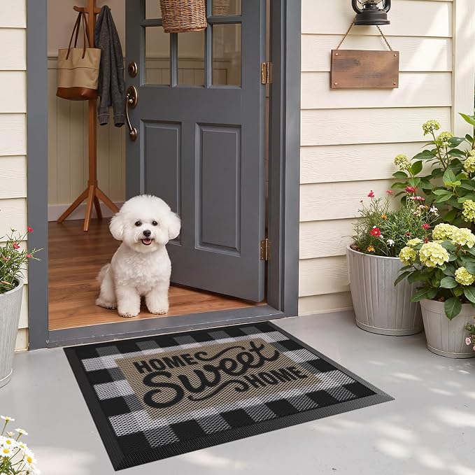 LUMI Outside Welcome Door Mat 17x30, Non-Slip Durable Rubber Easy Clean | Sweet - Image 9