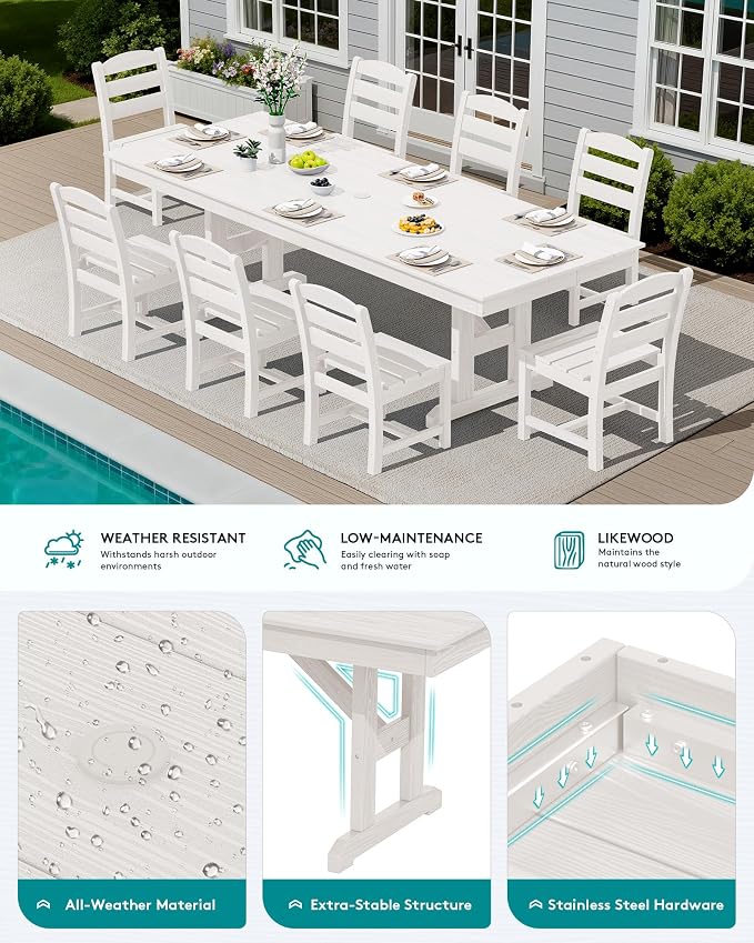 SERWALL 9 Piece Outdoor Dining Set - Image 3