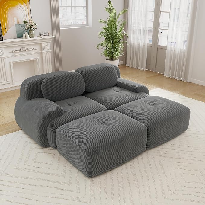 Boneless Sectional Couch, No Assembly Required, 81.8” U Shaped Modular Cloud by ModonChicSofasCouches