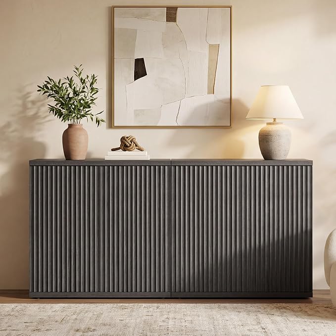 SICOTAS Buffet Cabinet with Storage Accent Sideboard Modern Credenza with Doors - Image 2