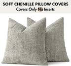 MIULEE Chenille Textured Throw Pillow Covers Light Grey 20x20 Set of 2 | Slubby - Image 7