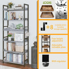 HCHQHS 6 Tier Bookshelf, Adjustable Industrial Bookcase, Vertical Tall Book - Image 6