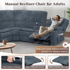 Yolsali Manual Reclining Sectional Sofa Set, 5 Seats Soft Fabric Recliner - Image 6
