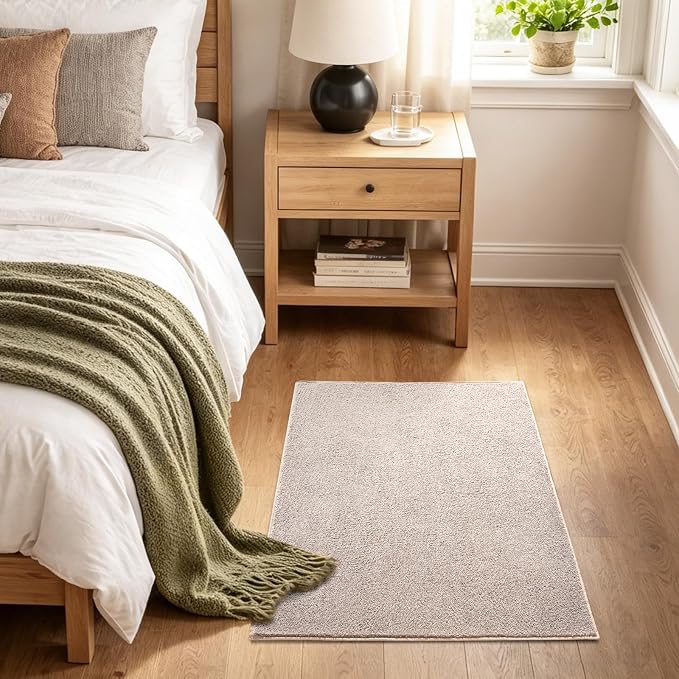 2x3 Oatmeal/White Area Rug Washable Non-Slip Soft - Image 3