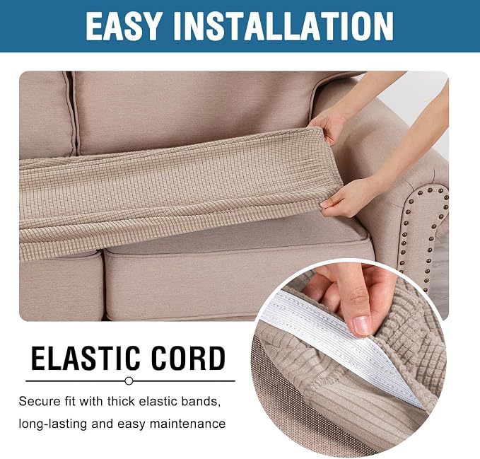 H.VERSAILTEX Super Stretch Individual Seat Cushion/Couch Slipcover Sets Thick - Image 5