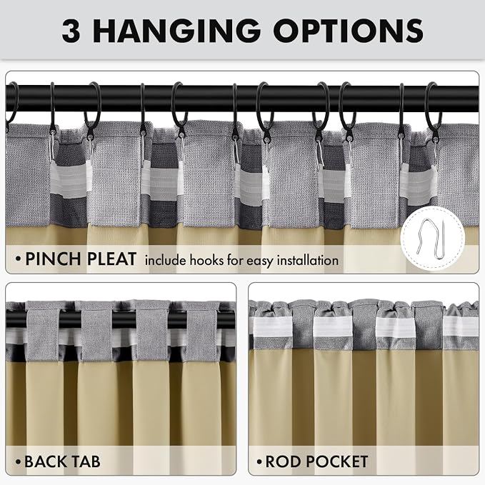 MIULEE 100% Blackout Linen Curtains 42 x 90 Inch Glacier Gray 2 Panels | - Image 5