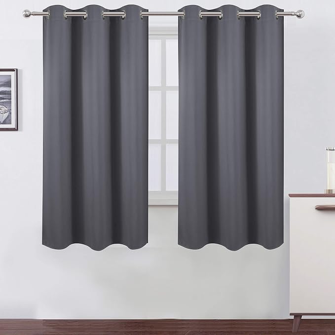 Grey Thermal Blackout Curtains/42 x 63 Inch/Set of 2 Panels Room Darkening by Lemomo