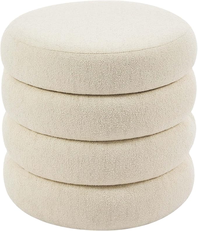 Flouki 19.5" Storage Ottoman Round, Vanity Stools by Flouki