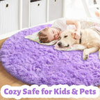 Amdrebio Purple Furry Big Round Kids Rug 6Ft - Image 2