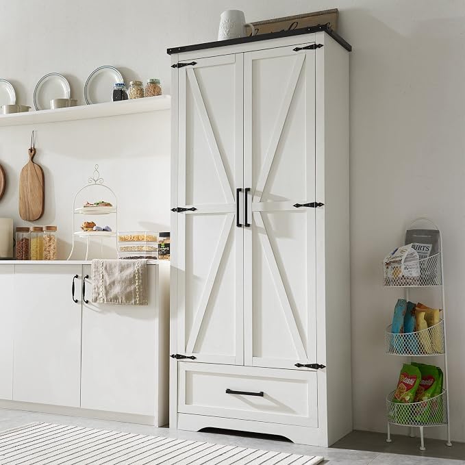 JXQTLINGMU Farmhouse Kitchen Pantry Cabinet by JXQLINGMUFurniture