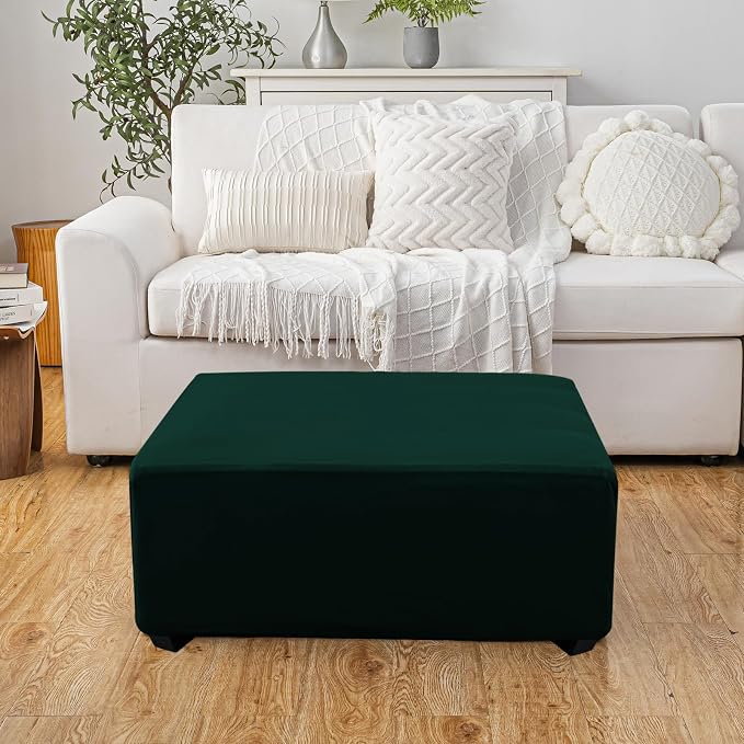 Super Stretch Ottoman Cover- Soft Form Fit Ottoman Cover Rectangular Ottoman - Image 2