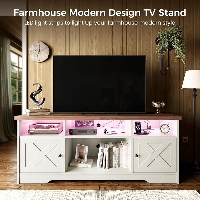 Casaottima TV Stand for 65 Inch TV, Farmhouse Entertainment Center - Image 2