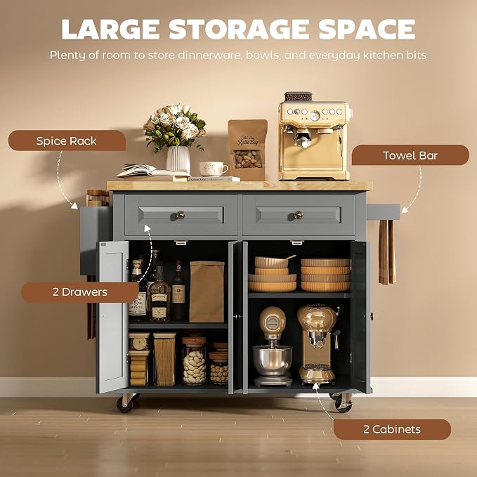 HOMCOM Kitchen Island Cart - Image 5