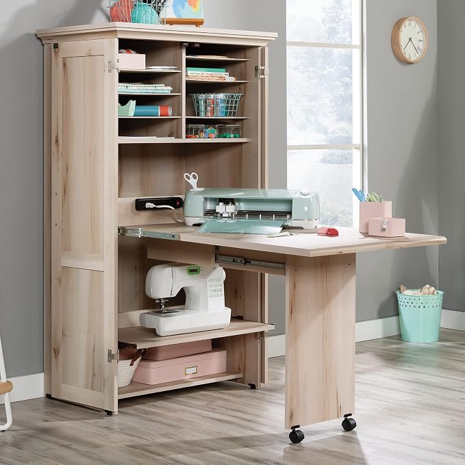Sauder Miscellaneous Storage Craft & Sewing Armoire, Pacific Maple finish - Image 8