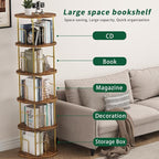 5Tier Rotating Bookshelf, 360 ° Display Stackable Spinning Bookshelf Tower - Image 6