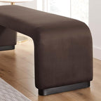 Modway EEI-6734-BLK-CHB Koda Performance Velvet Waterfall Long Bench - Image 9