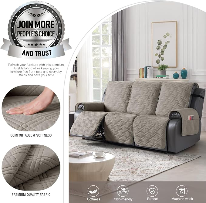 TAOCOCO 100% Waterproof Recliner Sofa Covers 3 Seater Split Couch Covers - Image 4