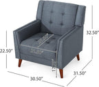 Christopher Knight Home Evelyn Mid Century Modern Fabric Arm Chair, Dark Gray - Image 3