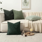 MIULEE Soft Decorative Chenille Pillow Covers Forest Green 18x18 Pack of 4 | - Image 5