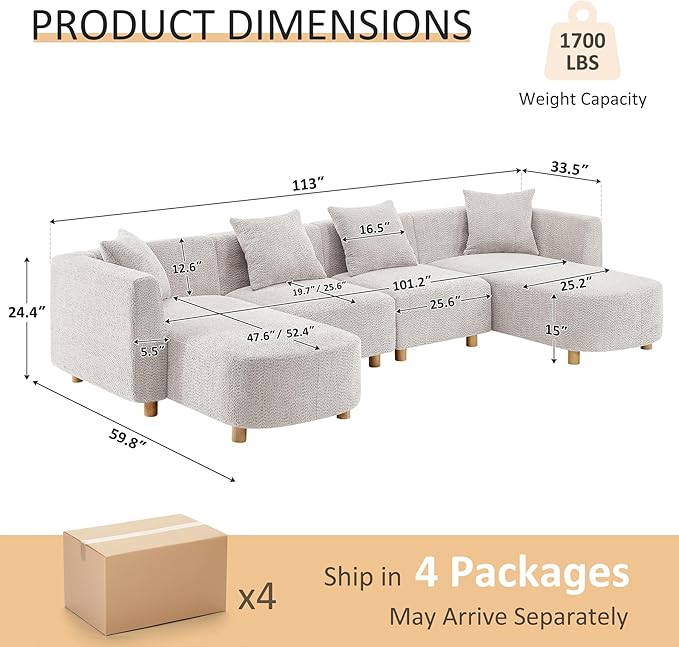 VANOMi 113" Sectional Sofa - Image 2